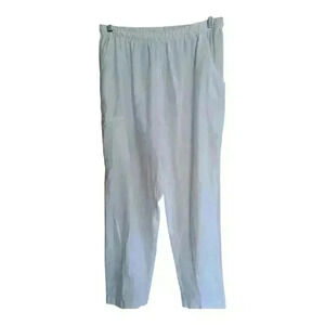 Barco Uniforms Women's Scrub Pants White Elastic Waist Pull On Straight Leg M